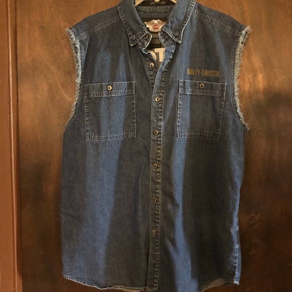 Harley Davidson Sleeveless Denim Shirt 